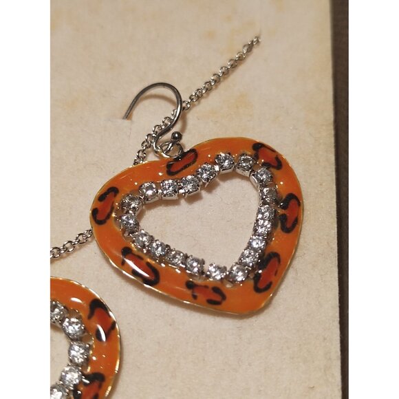 Women's Sterling Silver & Enamel Cubic Zirconia Earrings, Pendant & Necklace 15" - Picture 6 of 12